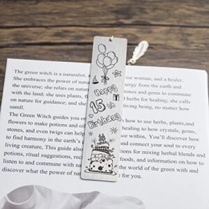 Stainless Steel Bookmark for Book Lover for Kids Girls Women Men Book Marks Happy 15th Birthday Gift