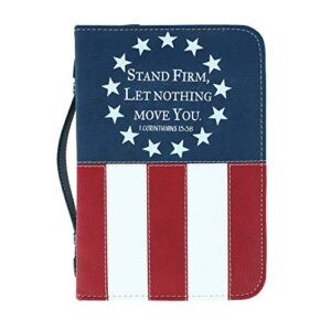 divinity boutique stand firm patriotic bible cover case, medium, navy