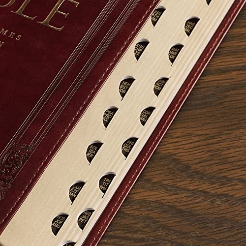 Personalized Bible Custom Text Your Name Holy Bible KJV Standard Size Thumb Index Edition Burgundy King James Version Bible Custom Made Gift for Baptism Christenings Birthdays Celebrations
