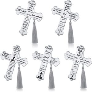 5 pack cross inspirational bookmarks with tassel religious bible verse book marks ornaments bible bookmark christian bookmarks for kids women men birthday graduation baptism gifts supplies