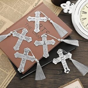 5 Pack Cross Inspirational Bookmarks with Tassel Religious Bible Verse Book Marks Ornaments Bible Bookmark Christian Bookmarks for Kids Women Men Birthday Graduation Baptism Gifts Supplies