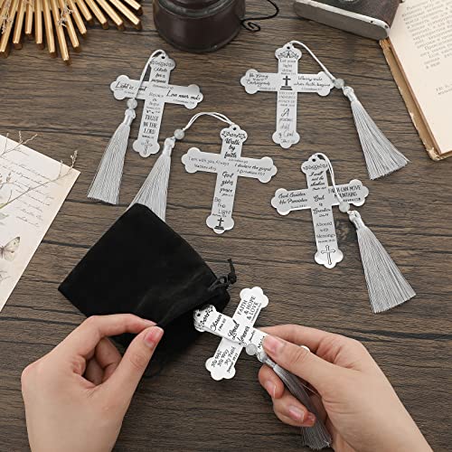 5 Pack Cross Inspirational Bookmarks with Tassel Religious Bible Verse Book Marks Ornaments Bible Bookmark Christian Bookmarks for Kids Women Men Birthday Graduation Baptism Gifts Supplies