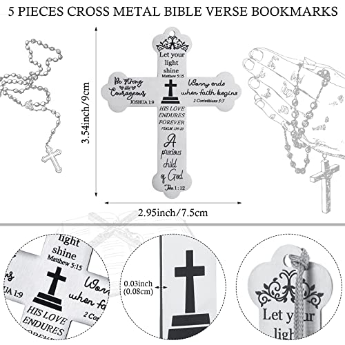 5 Pack Cross Inspirational Bookmarks with Tassel Religious Bible Verse Book Marks Ornaments Bible Bookmark Christian Bookmarks for Kids Women Men Birthday Graduation Baptism Gifts Supplies