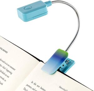 withit french bull clip on book light – ombre – square led reading light for books and ebooks, reduced glare, portable and lightweight, cute bookmark light for kids and adults, batteries included
