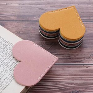 6 Pieces Leather Heart Bookmarks Cute Bookmarks Heart Page Corner Handmade Book Marks Leather Reading Accessories for Women Kids, and Cute Handmade Book Reading Gift for Book Lovers