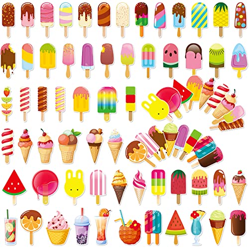 120 Pieces Summer Bookmarks for Kids Summer Ice Cream and Cold Drink Theme Bookmarks Double Sided Bookmarks Cute Colorful Bookmarks for Teachers Classroom Reward Back to School, 60 Styles