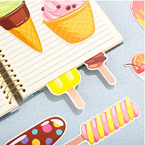 120 Pieces Summer Bookmarks for Kids Summer Ice Cream and Cold Drink Theme Bookmarks Double Sided Bookmarks Cute Colorful Bookmarks for Teachers Classroom Reward Back to School, 60 Styles