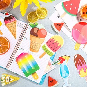 120 Pieces Summer Bookmarks for Kids Summer Ice Cream and Cold Drink Theme Bookmarks Double Sided Bookmarks Cute Colorful Bookmarks for Teachers Classroom Reward Back to School, 60 Styles