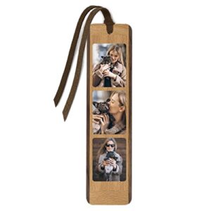 custom printed handmade wooden bookmark with suede tassel – 3 vertical images – made in usa