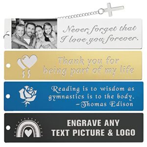 personalized bookmarks- metal custom bookmarks engraved photo text- stainless steel customized bookmark for men women kids,teachers,students,book lovers gifts for valentine’s day,birthday