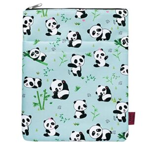 book sleeve panda book protector, book covers for paperbacks, washable fabric, book sleeves with zipper, medium 11 inch x 8.7 inch bookish gift