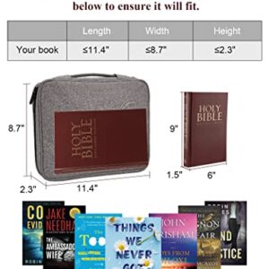 Wearlizer Bible Cover Bible Case for Women Bible Bag Large Size Bible Protective with Handle and Zipper Pocket Bible Tote Carrying Case Church Bag Journal Pouch Ideal Gift for Girls Men Kids Grey