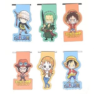 6 pcs magnetic bookmark for one piece,book clip cartoon anime cultural creative gift creative