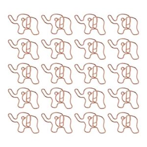 20pcs cute elephant shaped paper clips,rose gold journal paper clips metal bookmark clips office supplies with storage box for document organizing