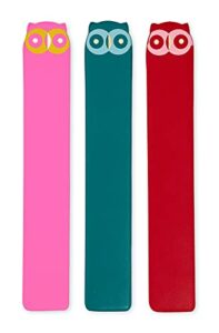 kate spade new york novelty bookmark set of 3, cute leatherette book markers, owl