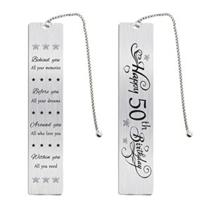 jzxwan happy 50th birthday gifts for men women, 50 year old birthday bookmark gifts, behind you all your memories bookmark for dad mom