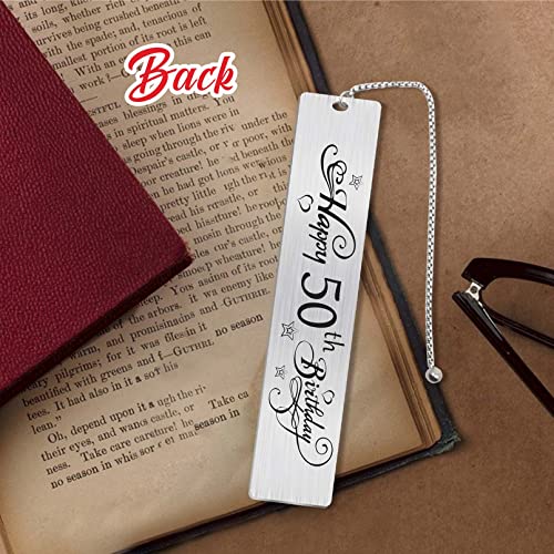 Jzxwan Happy 50th Birthday Gifts for Men Women, 50 Year Old Birthday Bookmark Gifts, Behind You All Your Memories Bookmark for Dad Mom