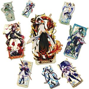 genshin impact venti metal bookmark – hot game genshin impact anime figure venti barbatos unique bookmarks for men women girls book lovers readers (9pcs)