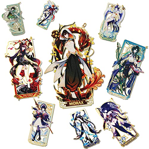 Genshin Impact Venti Metal Bookmark - Hot Game Genshin Impact Anime Figure Venti Barbatos Unique Bookmarks for Men Women Girls Book Lovers Readers (9pcs)