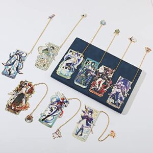 Genshin Impact Venti Metal Bookmark - Hot Game Genshin Impact Anime Figure Venti Barbatos Unique Bookmarks for Men Women Girls Book Lovers Readers (9pcs)