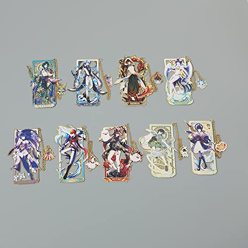 Genshin Impact Venti Metal Bookmark - Hot Game Genshin Impact Anime Figure Venti Barbatos Unique Bookmarks for Men Women Girls Book Lovers Readers (9pcs)