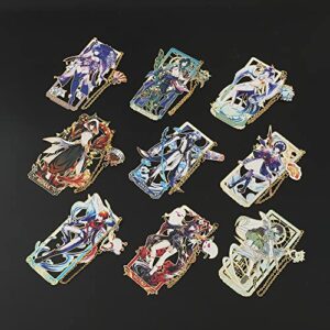 Genshin Impact Venti Metal Bookmark - Hot Game Genshin Impact Anime Figure Venti Barbatos Unique Bookmarks for Men Women Girls Book Lovers Readers (9pcs)