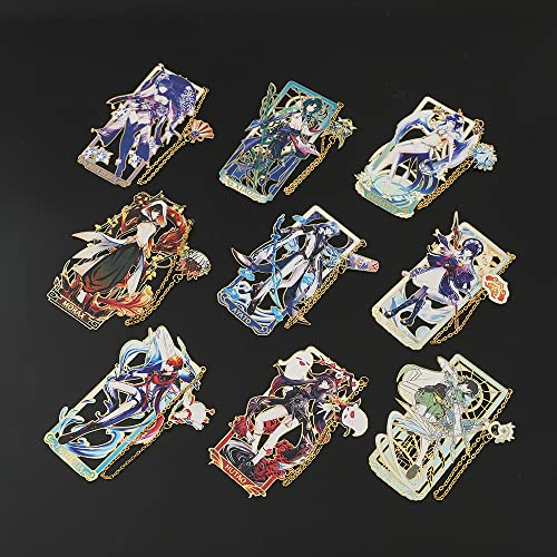 Genshin Impact Venti Metal Bookmark - Hot Game Genshin Impact Anime Figure Venti Barbatos Unique Bookmarks for Men Women Girls Book Lovers Readers (9pcs)