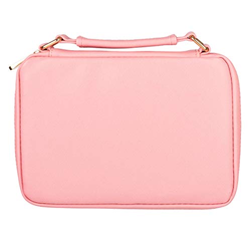 Christian Art Gifts Women's Fashion Bible Cover Blessed, Pink/White Scalloped Faux Leather, Large