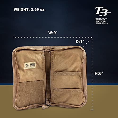 T3 Data Book Cover, Tactical Notebook Organizer Case, Heavy-Duty Document and Hiking Journal Case Coyote Tan