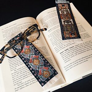 Oriental Carpet Bookmarks - Authentic Woven Fabric - Beige Collection - 2 bookmark designsBeautiful, Elegant,Cloth Bookmarks! Best Gifts & Stocking Stuffers for Men,Women,& Teachers!