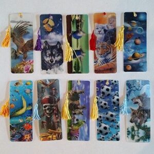 3 d realistic lenticular bookmarks with tassel assorted 10 pack