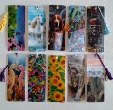 3 D Realistic Lenticular Bookmarks with Tassel Assorted 10 Pack