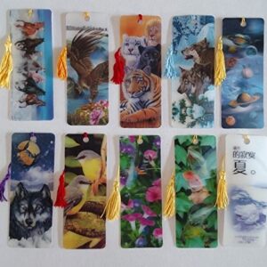 3 D Realistic Lenticular Bookmarks with Tassel Assorted 10 Pack