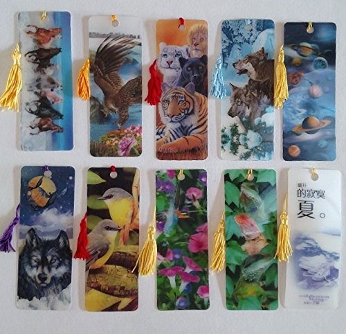 3 D Realistic Lenticular Bookmarks with Tassel Assorted 10 Pack