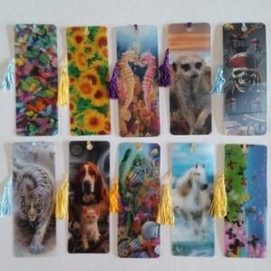 3 D Realistic Lenticular Bookmarks with Tassel Assorted 10 Pack