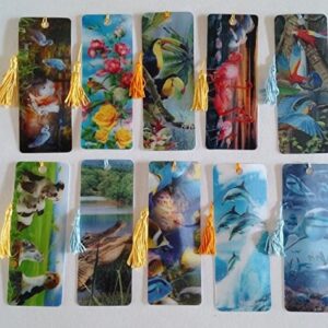 3 D Realistic Lenticular Bookmarks with Tassel Assorted 10 Pack