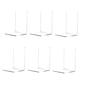 airypart book ends clear acrylic bookends for shelves, non-skip bookends for shelves,book holder stopper for books/movies/cds/video game, 7x4.72x4.72inch, 3pairs