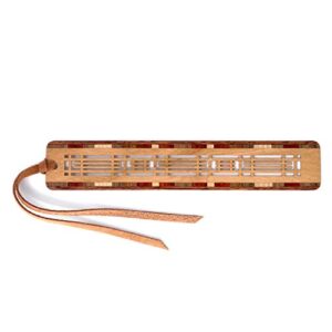 frank lloyd wright inspired cut out – engraved wooden bookmark with suede tassel – made in usa