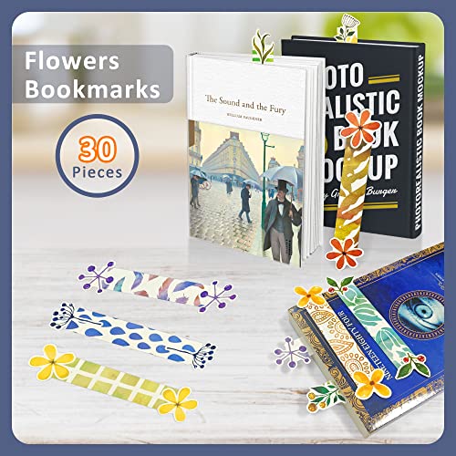 Wocoxo Natural Style Paper Bookmarks, 30 Pcs Page Marks Perfect for Any Book, Practical Students Reading Office Stationery Supplies (Plants)