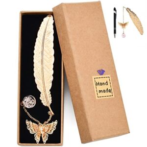 gold feather bookmark 3d butterfly book markers for women kids men book lovers reader teacher student gift