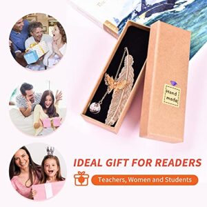 Gold Feather Bookmark 3D Butterfly Book Markers for Women Kids Men Book Lovers Reader Teacher Student Gift