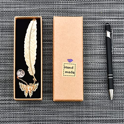 Gold Feather Bookmark 3D Butterfly Book Markers for Women Kids Men Book Lovers Reader Teacher Student Gift