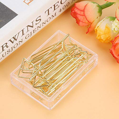 Gold Paper Clips, Paperclips Bookmark Clips,12pcs Cute Paper Clip Gold Electroplating Metal Arrow Shaped Page Marker Funny Stationery Bookmark Marking Clip for Office Supplier School Student