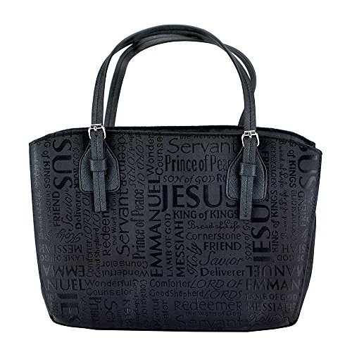 Dicksons Black Purse Fashion Jacquard Fabric Bible Cover Case with Handle, Large