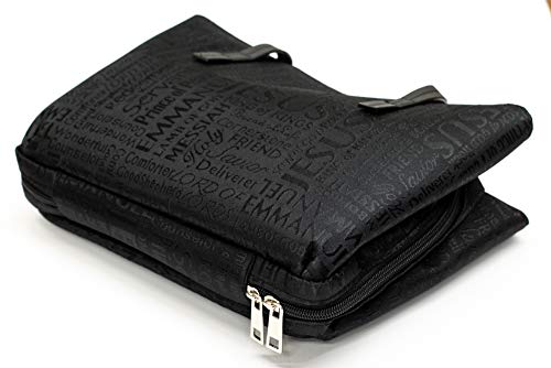 Dicksons Black Purse Fashion Jacquard Fabric Bible Cover Case with Handle, Large