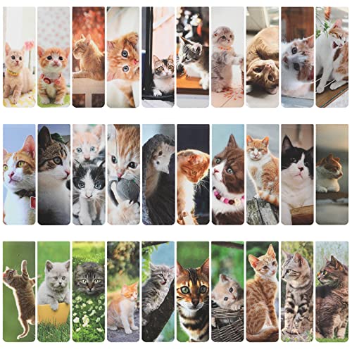 MWOOT 30Pcs Magnetic Bookmarks, Cute Cats Magnet Page Markers Kit, Lovely Pets Creative Magnetic Page Clips Bookmark for Kids Students School Office Book Lovers Reading Supplies(30 Styles, 6x2CM)