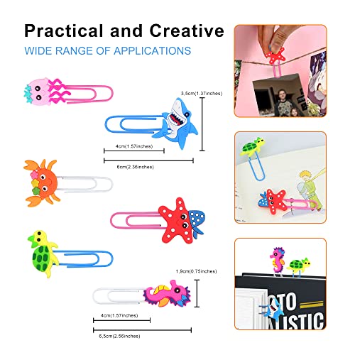 wocoxo Cute Animal Bookmarks, 12 Pieces Unique Funny Pretty Paper Clips Book Markers for Kids Teens Boys Girls Students (Ocean Animals)