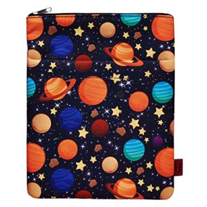 book sleeve galaxy space book protector, book covers for paperbacks, washable fabric, book sleeves with zipper, medium 11 inch x 8.7 inch bookish gift