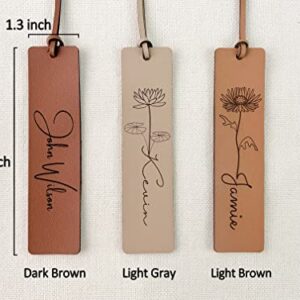 Personalized Engraved Leather Bookmark, Birth Flower Bookmark, Reader Gift, Name Bookmark, Birthday Gift for Her, Valentines/Anniversary Gift for Him/Couple.