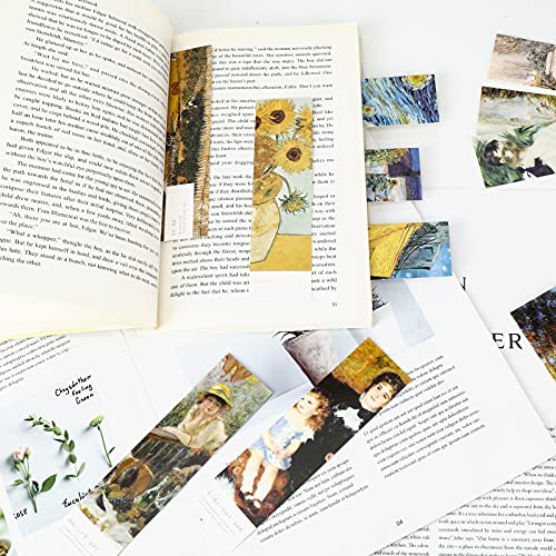 MWOOT 30 Art Painting Style Paper Bookmarks, Monet Van Gogh Renoir Art Painting Page Folder Bookmark Set, Fine Arts Museum Bookmark Book Reading Marker Gift (15x4 cm, 30 Styles)